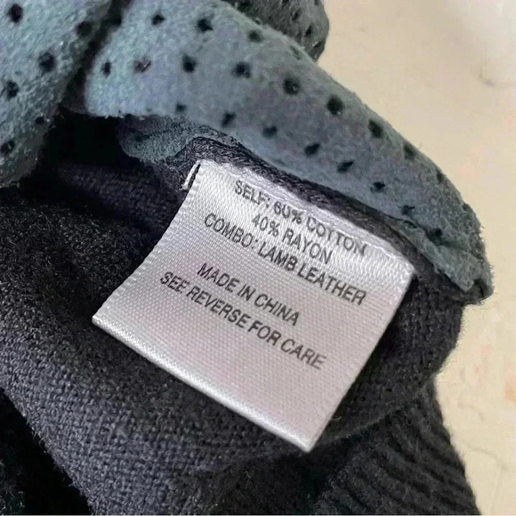 Lamb leather mixed media top long sleeves perforated leather sweater size S - Picture 6 of 9